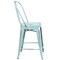 Merrick Lane Sabine Metal Indoor-Outdoor Counter Stool with Vertical Slat Back and Integrated Footrest